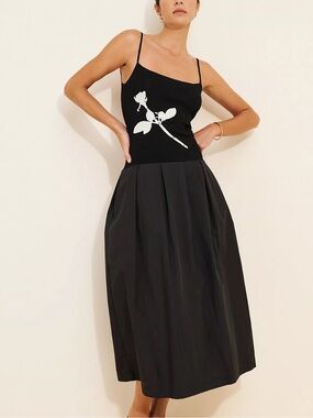 Free People Find Me Now Mix Media Drop Waist Midi Dress small